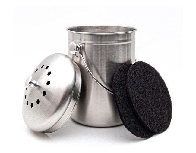 Compostiera in acciaio inox da 3 litri con filtro