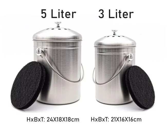 Kompostbehälter Edelstahl 3 Liter mit Filter