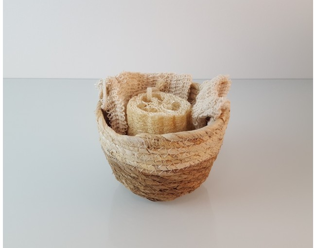 Lot de 3 grands paniers en jonc de mer en jute