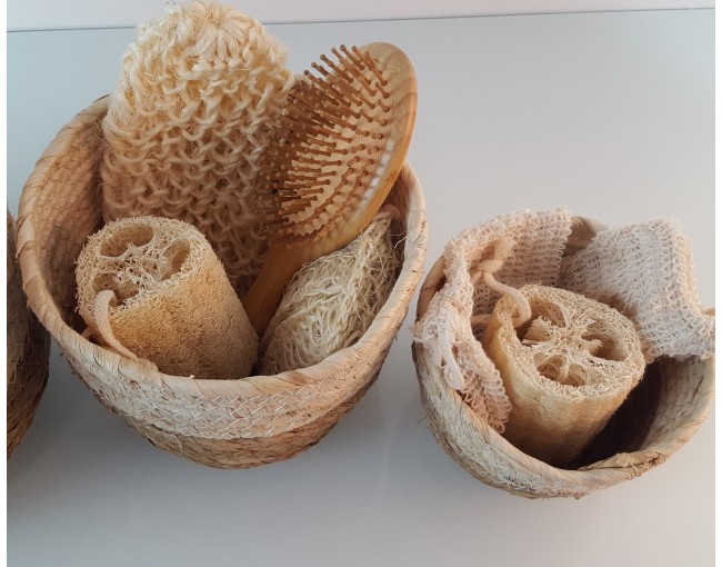 Set di 3 grandi cestini in juta di alghe marine