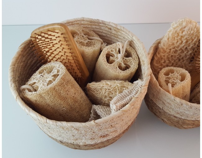 Lot de 3 grands paniers en jonc de mer en jute