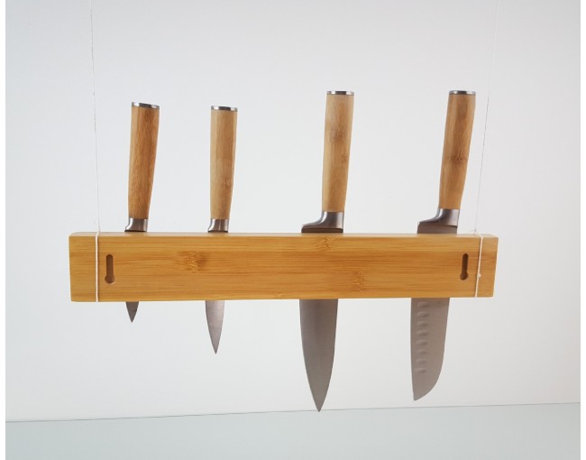 Portacoltelli magnetico in bambù 40 cm