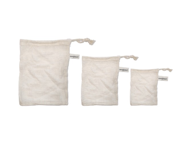 Set di 3 sacchetti in cotone per frutta e verdura