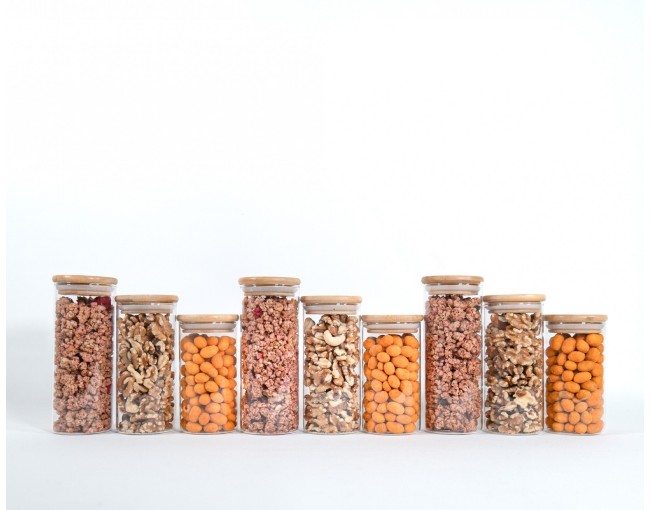 Slim tall round spice jars set of 9