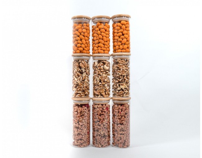 Slim tall round spice jars set of 9