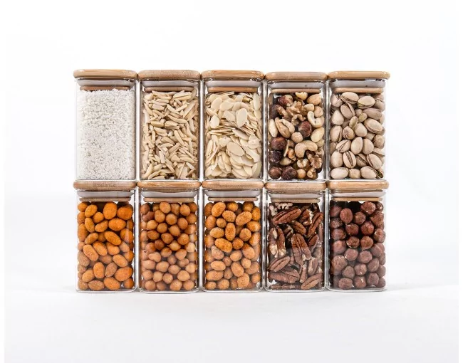 Schmale quadratische Gewürzgläser 10 cm hoch 10er Set
