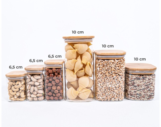 Lot de 10 bocaux de rangement carrés étroits de 10 cm de haut