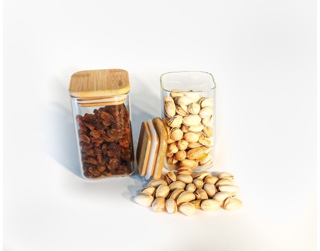 Narrow square storage jars 10 cm high set of 10