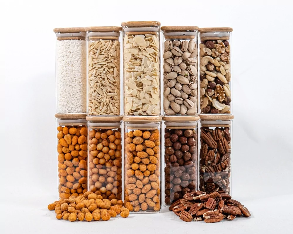 Schmale quadratische Vorratsgläser 14 cm hoch 10er Set