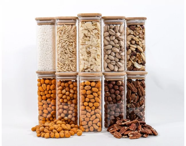 Schmale quadratische Vorratsgläser 14 cm hoch 10er Set