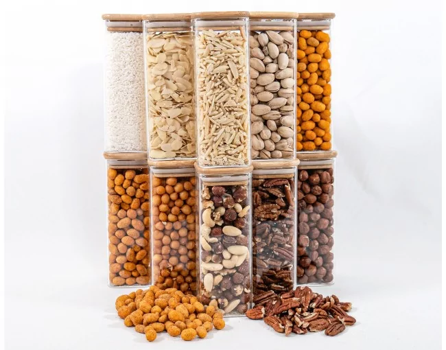 Schmale quadratische Vorratsgläser 16 cm hoch 10er Set