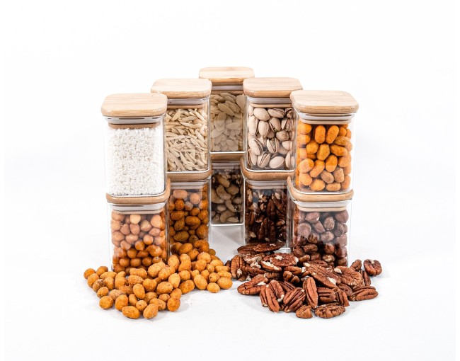 Lot de 10 bocaux de rangement carrés étroits de 8 cm de haut