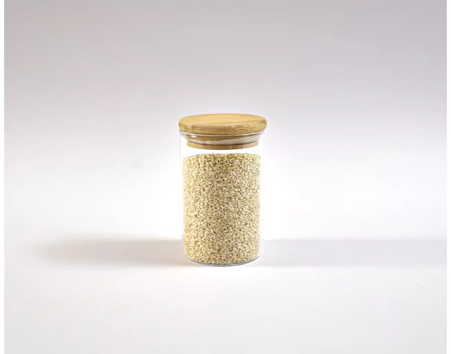 Schmale Vorratsgläser 10 cm hoch Bambusdeckel 10er Set