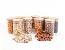 Schmale Vorratsgläser 10 cm hoch Bambusdeckel 10er Set