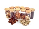 Schmale Gewürzgläser 12 cm hoch Bambusdeckel 10er Set