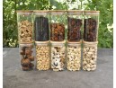 Schmale Gewürzgläser 12 cm hoch Bambusdeckel 10er Set