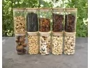 Schmale Gewürzgläser 12 cm hoch Bambusdeckel 10er Set