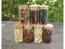 Schmale Gewürzgläser 12 cm hoch Bambusdeckel 10er Set