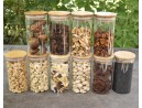 Schmale Gewürzgläser 12 cm hoch Bambusdeckel 10er Set