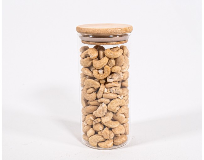 Narrow storage jars 14 cm high with bamboo lids, set of 10