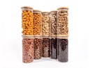 Narrow storage jars 14 cm high with bamboo lids, set of 10