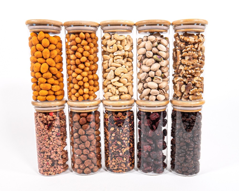 Bocaux de conservation étroits de 14 cm de haut avec couvercles en bambou, lot de 10