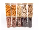 Schmale Gewürzgläser 14 cm hoch Bambusdeckel 10er Set