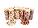 Schmale Gewürzgläser 14 cm hoch Bambusdeckel 10er Set