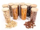 Schmale Gewürzgläser 16 cm hoch Bambusdeckel 10er Set