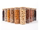 Schmale Gewürzgläser 16 cm hoch Bambusdeckel 10er Set