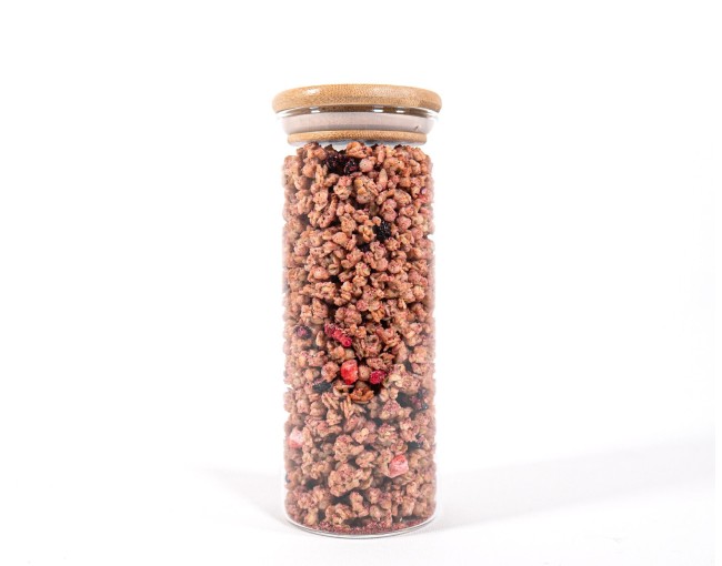 Narrow storage jars 16 cm high with bamboo lids, set of 10