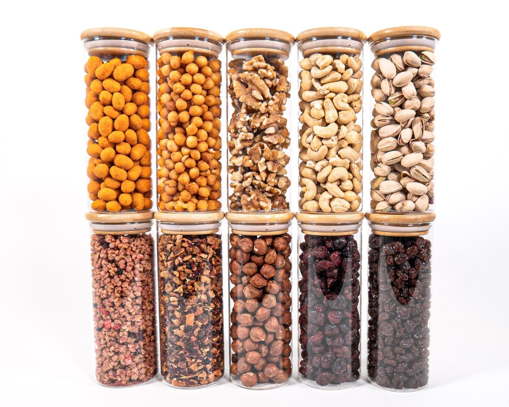 Bocaux de conservation étroits de 16 cm de haut avec couvercles en bambou, lot de 10