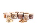 Schmale Vorratsgläser 6 cm hoch Bambusdeckel 10er Set