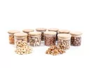 Schmale Gewürzgläser 6 cm hoch Bambusdeckel 10er Set