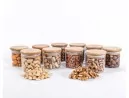 Schmale Gewürzgläser 6 cm hoch Bambusdeckel 10er Set