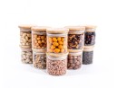 Narrow storage jars 6 cm high with bamboo lids, set of 10