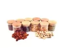Schmale Gewürzgläser 6 cm hoch Bambusdeckel 10er Set