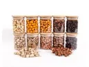 Schmale Gewürzgläser 8 cm hoch Bambusdeckel 10er Set