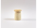 Narrow storage jars 8 cm high with bamboo lids, set of 10