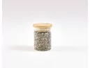 Schmale Gewürzgläser 8 cm hoch Bambusdeckel 10er Set