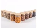 Schmale Gewürzgläser 8 cm hoch Bambusdeckel 10er Set