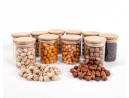 Schmale Gewürzgläser 8 cm hoch Bambusdeckel 10er Set