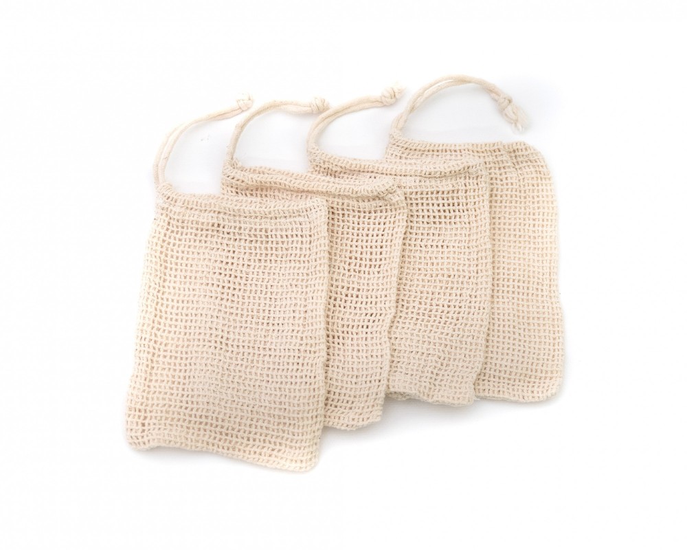 Sacchetti di sapone in cotone per la doccia, set da 4
