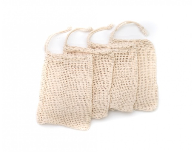 Sacchetti di sapone in cotone per la doccia, set da 4