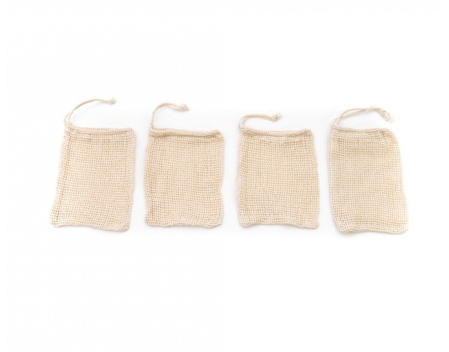 Cotton soap bags for showering, set of 4