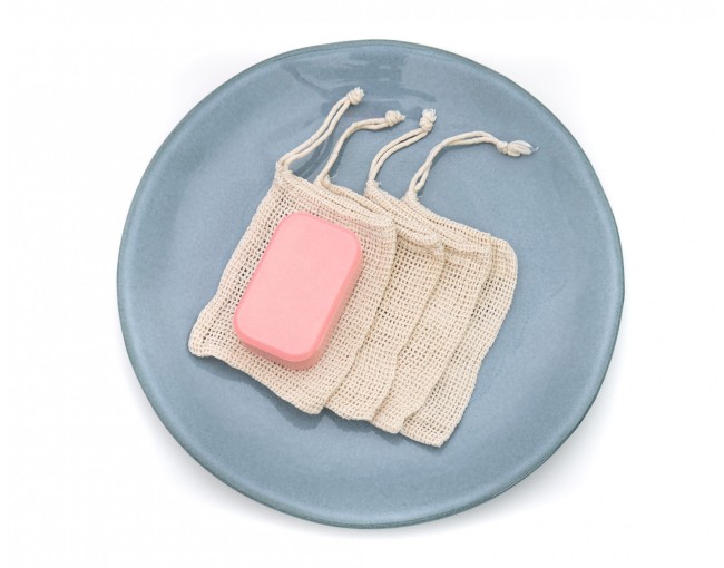 Sacs à savon en coton pour la douche, lot de 4