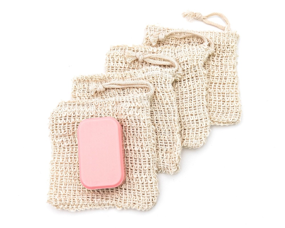 Grands sacs à savon pour la douche, lot de 4