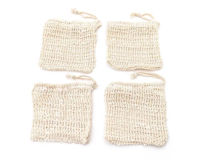 Seifenbeutel gross aus Sisal zum Duschen 4er Set