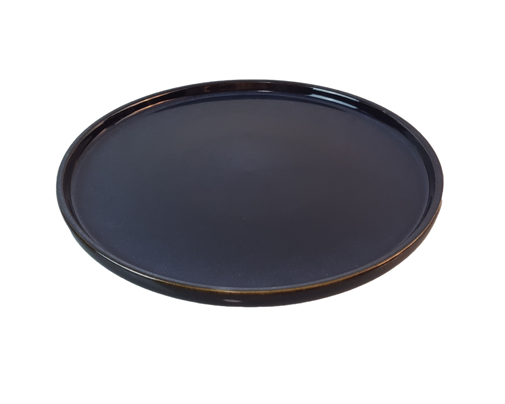 Assiette plate en céramique bleu foncé
