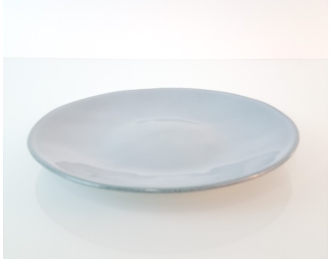 Assiette plate en céramique vert-bleu